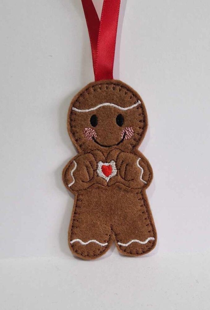 Show the Love  Gingerbread Felt Hanging Decoration.  Can be Keyring or fridge magnet too