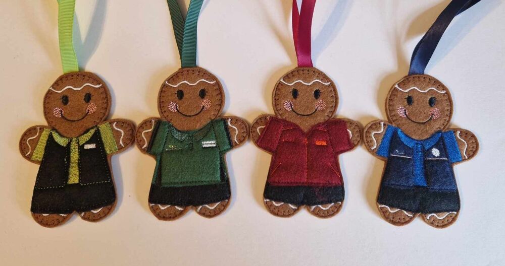 Shopworkers, Supermarkets, keyworker Gingerbread Felt Hanging Decoration.  Can be Keyring or fridge magnet too