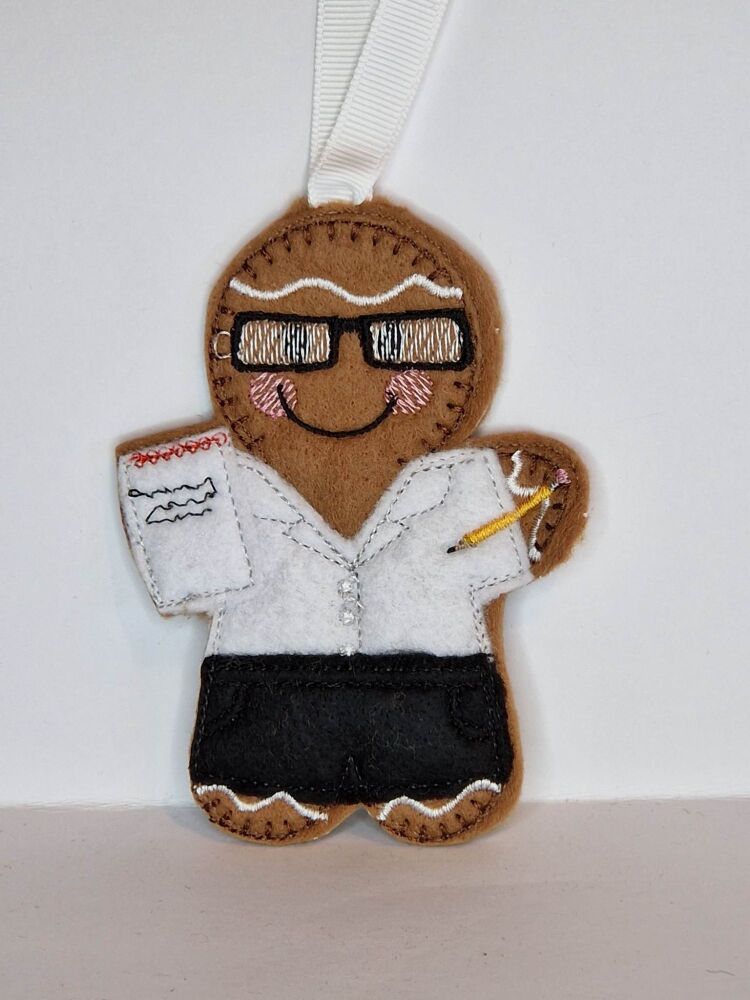 Secretary  Gingerbread Felt Hanging Decoration.  Can be Keyring or fridge magnet too