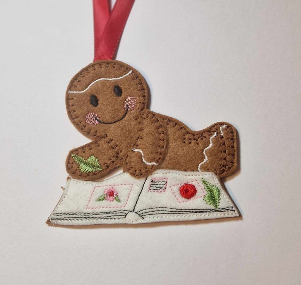 Scrapbooker  Gingerbread Felt Hanging Decoration.  Can be Keyring or fridge magnet too