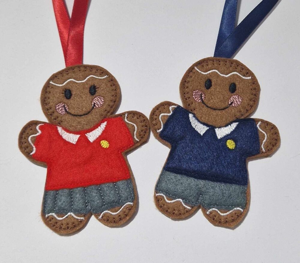 School Gingerbread Felt Hanging Decoration.  Can be Keyring or fridge magnet too