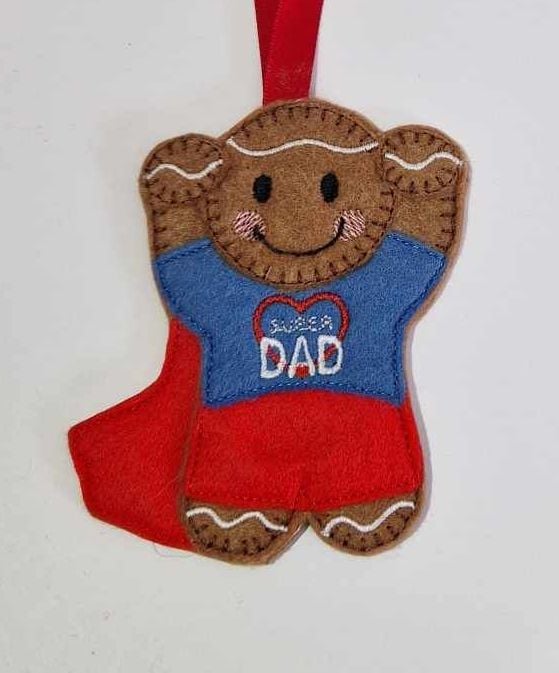 Super Dad Felt Hanging Decoration.  Can be Keyring or fridge magnet too