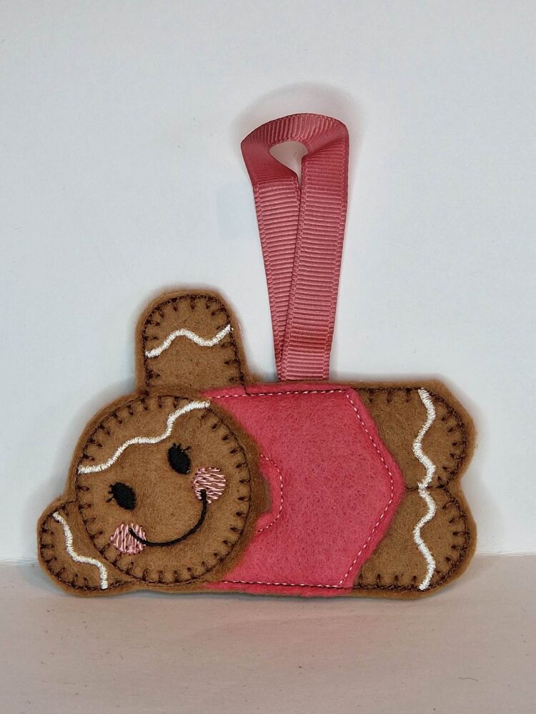 Swimming Girl Gingerbread Felt Hanging Decoration.  Can be Keyring or fridge magnet too