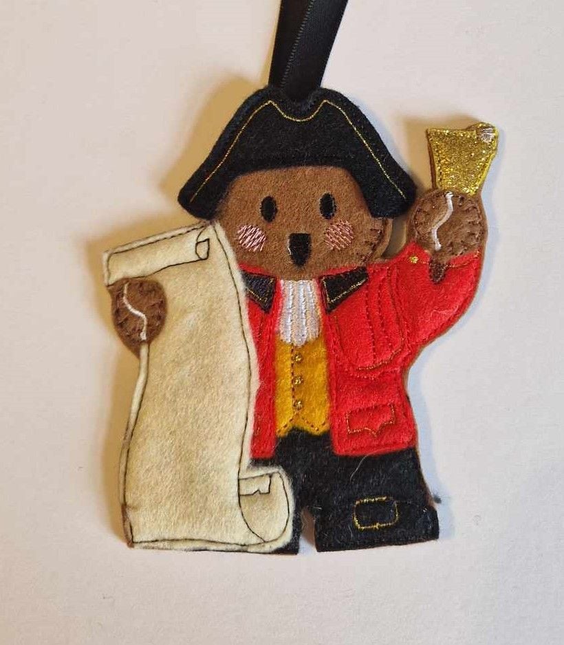 Town Crier Gingerbread Felt Hanging Decoration.  Can be Keyring or fridge magnet too