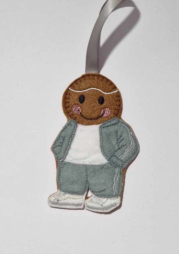 Tracksuit Gingerbread Felt Hanging Decoration.  Can be Keyring or fridge magnet too