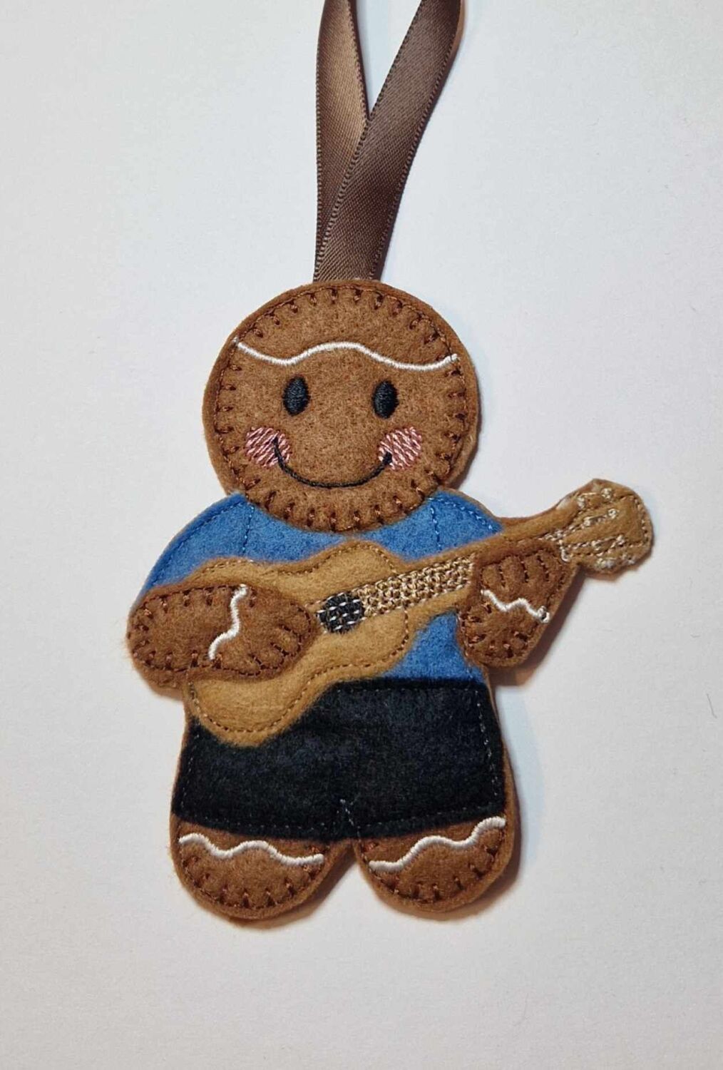 Ukulele Gingerbread Felt Hanging Decoration.  Can be Keyring or fridge magn