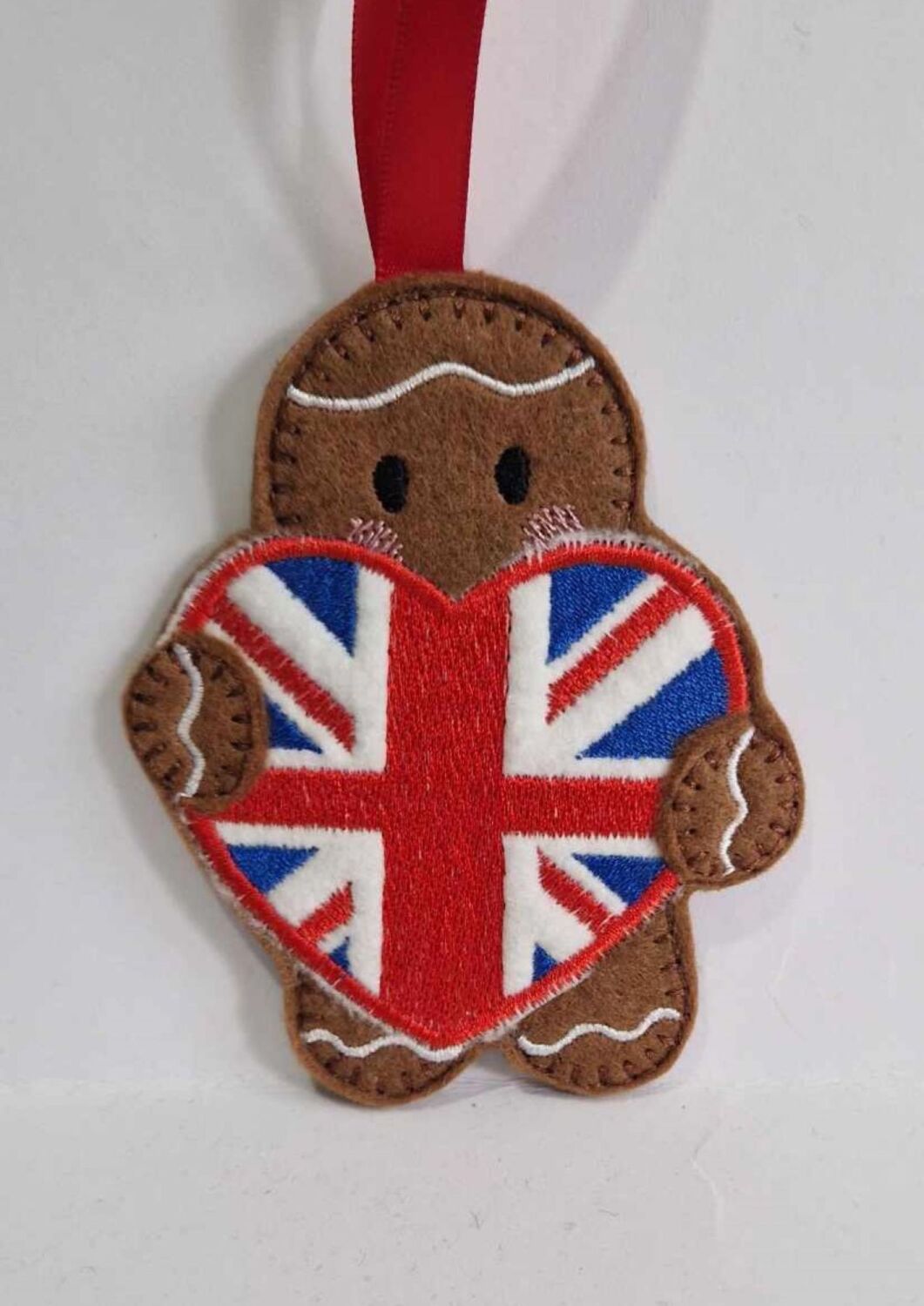 Union Jack Gingerbread Felt Hanging Decoration.  Can be Keyring or fridge m