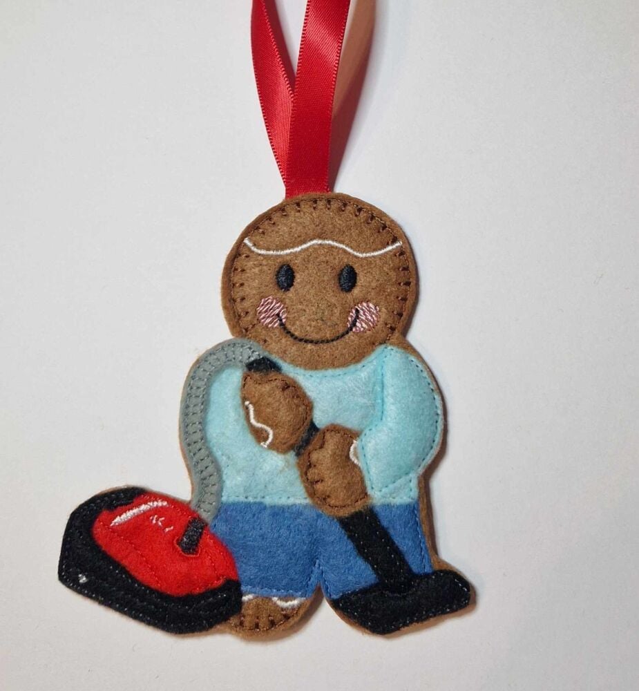 Vacuum Cleaner Gingerbread Felt Hanging Decoration.  Can be Keyring or fridge magnet too