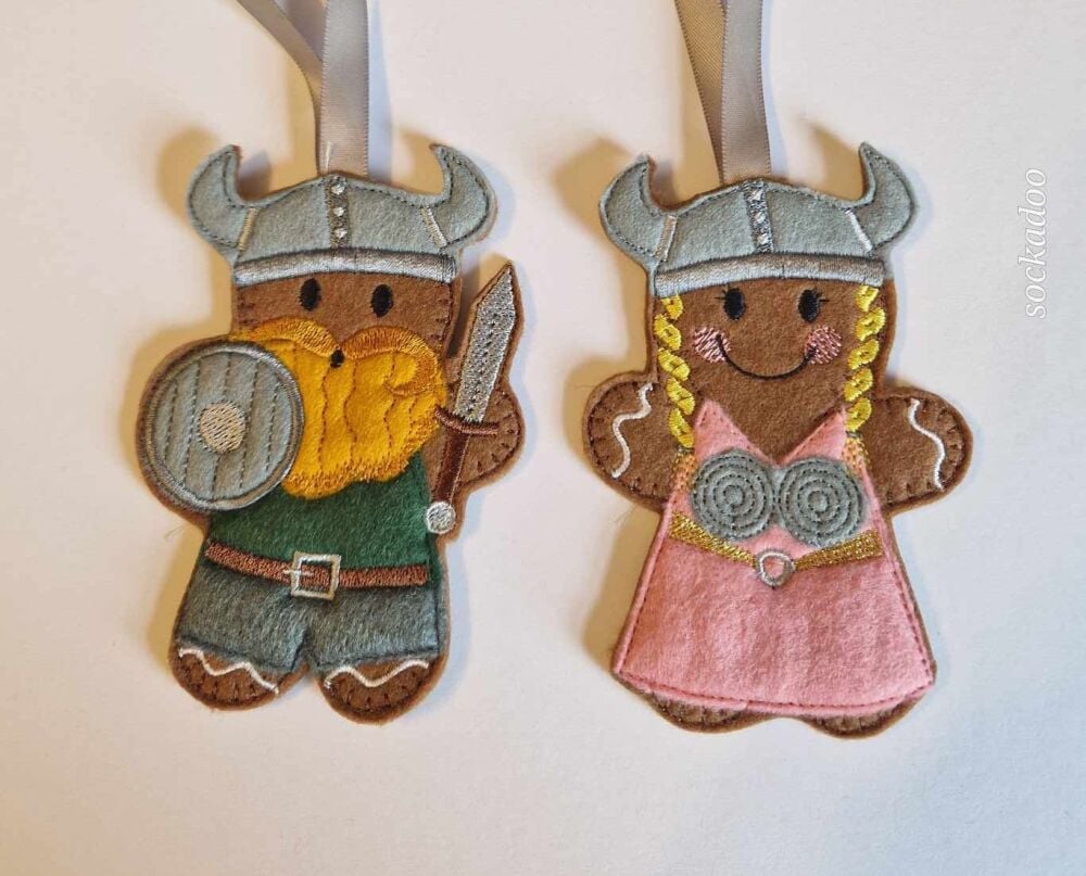 Viking, Viking Princess, Gingerbread Felt Hanging Decoration.  Can be Keyring or fridge magnet too