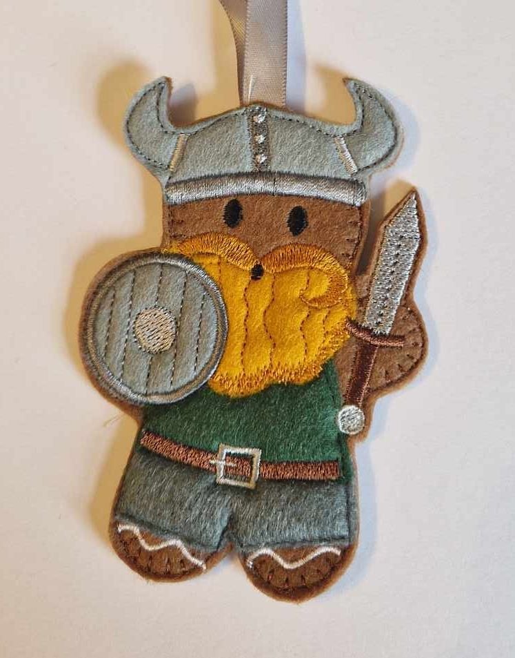 Viking, Viking Princess, Gingerbread Felt Hanging Decoration.  Can be Keyring or fridge magnet too