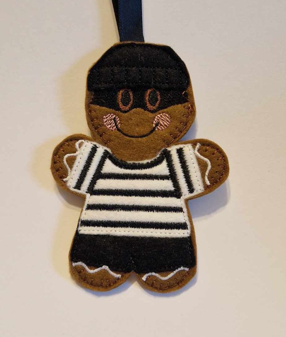 Criminal, Villain, Burglar,  Gingerbread Felt Hanging Decoration.  Can be Keyring or fridge magnet too