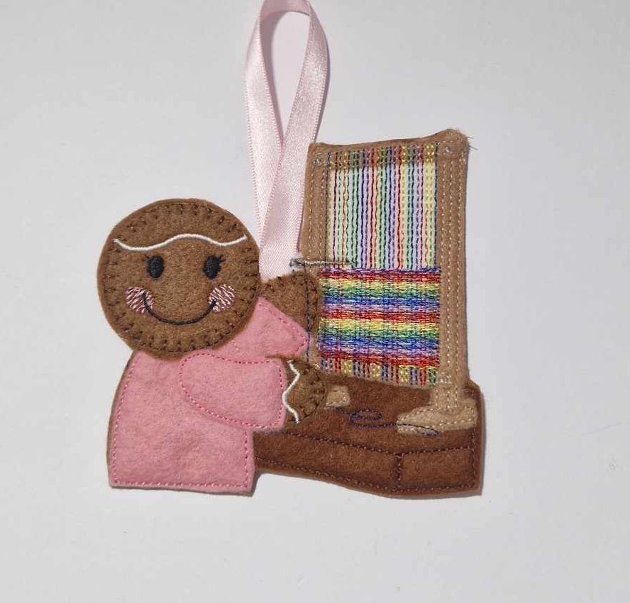 Weaver Gingerbread Felt Hanging Decoration.  Can be Keyring or fridge magnet too