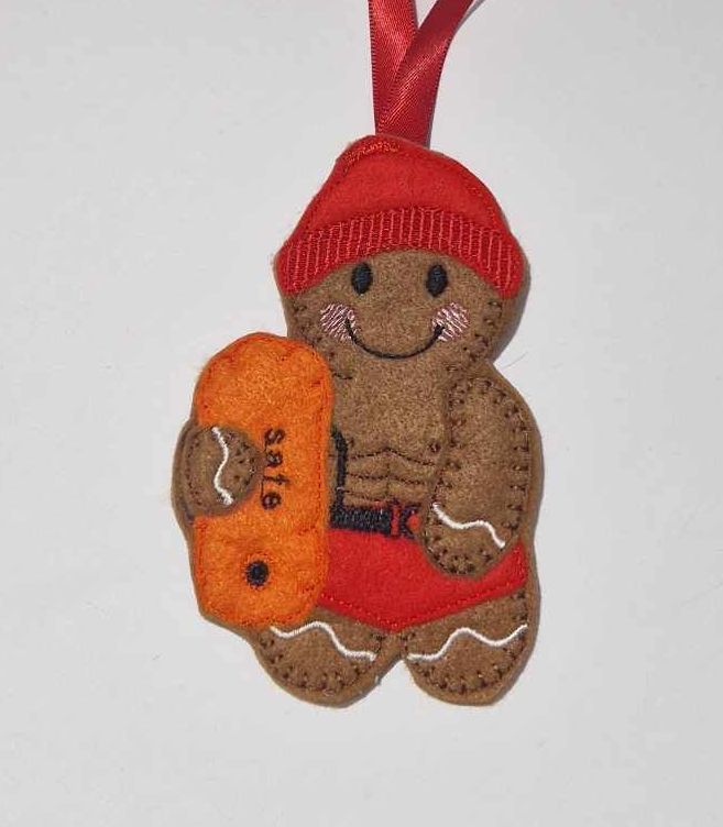 Wild Swimmer Gingerbread Felt Hanging Decoration.  Can be Keyring or fridge magnet too