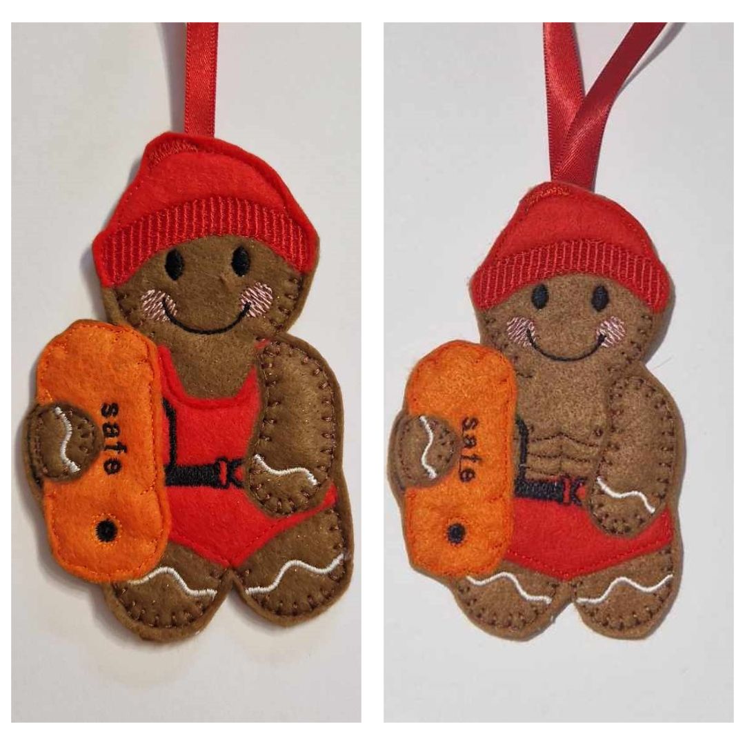 Wild Swimmer Gingerbread Felt Hanging Decoration.  Can be Keyring or fridge magnet too