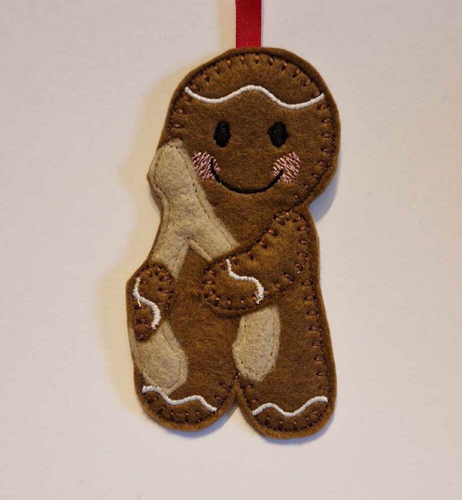 Wishbone Gingerbread Felt Hanging Decoration.  Can be Keyring or fridge magnet too