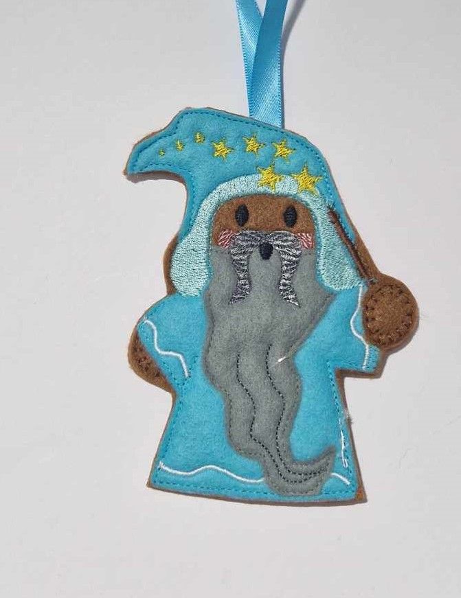 Wizard Gingerbread Felt Hanging Decoration.  Can be Keyring or fridge magnet too
