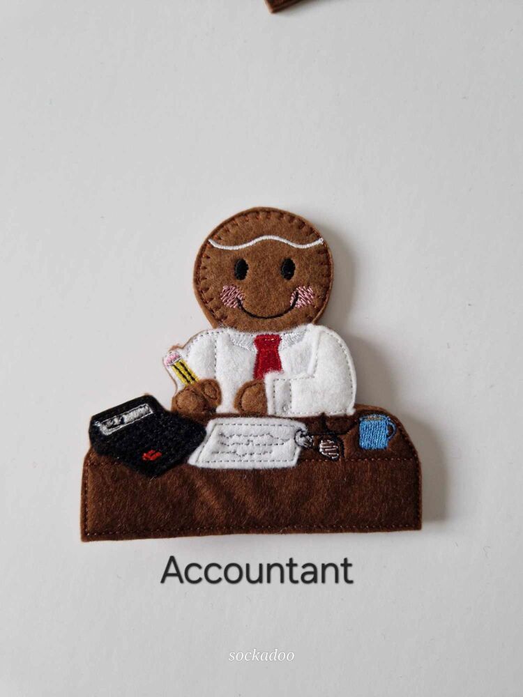 Accountant Gingerbread Decoration. Available as a Hanging decoration, Keyring/Bag charm Or fridge magnet