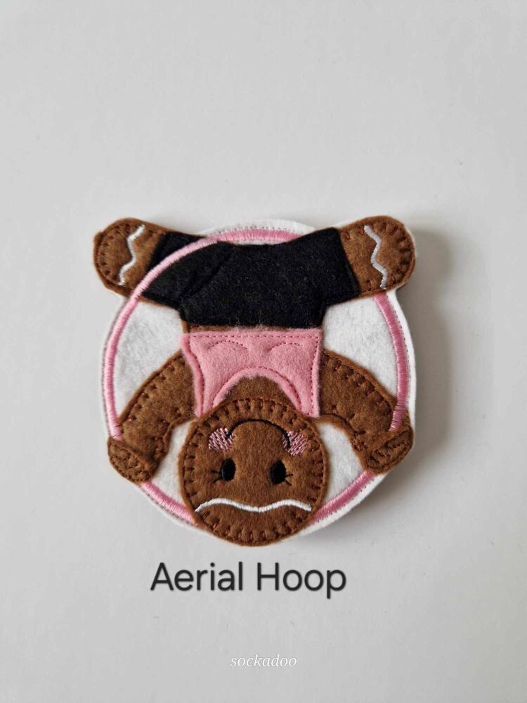 Aerial Hoop Gingerbread Decoration. Available as a Hanging decoration, Keyring/Bag charm Or fridge magnet