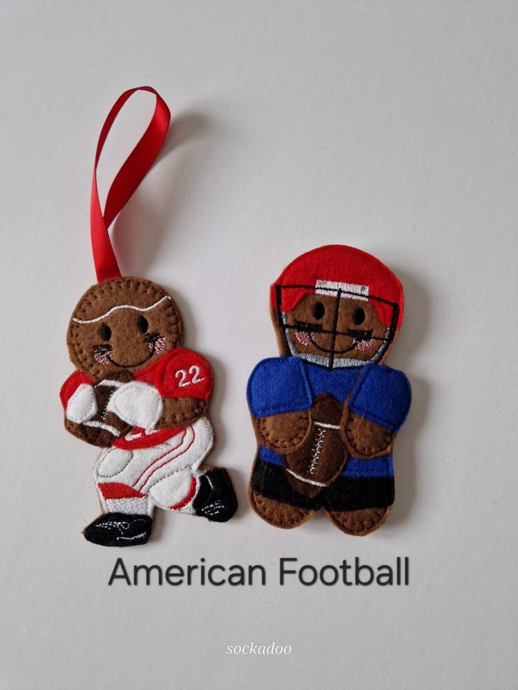 American Football Gingerbread Decoration. Available as a Hanging decoration, Keyring/Bag charm Or fridge magnet