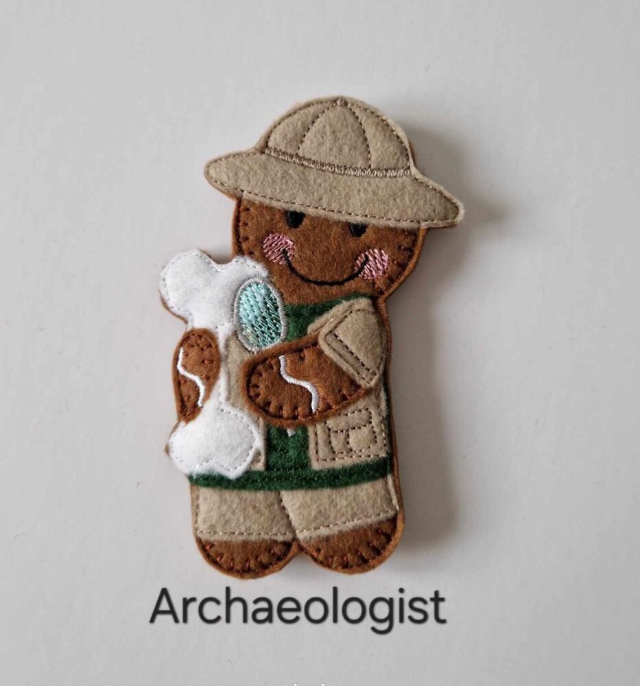 Archaeologist Gingerbread Decoration. Available as a Hanging decoration, Keyring/Bag charm Or fridge magnet