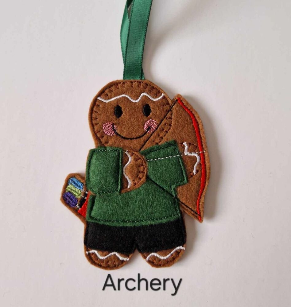 Archer, Archery Gingerbread Decoration. Available as a Hanging decoration, Keyring/Bag charm Or fridge magnet