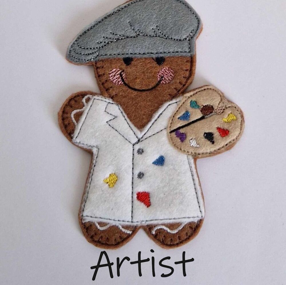 Artist Gingerbread Decoration. Available as a Hanging decoration, Keyring/Bag charm Or fridge magnet