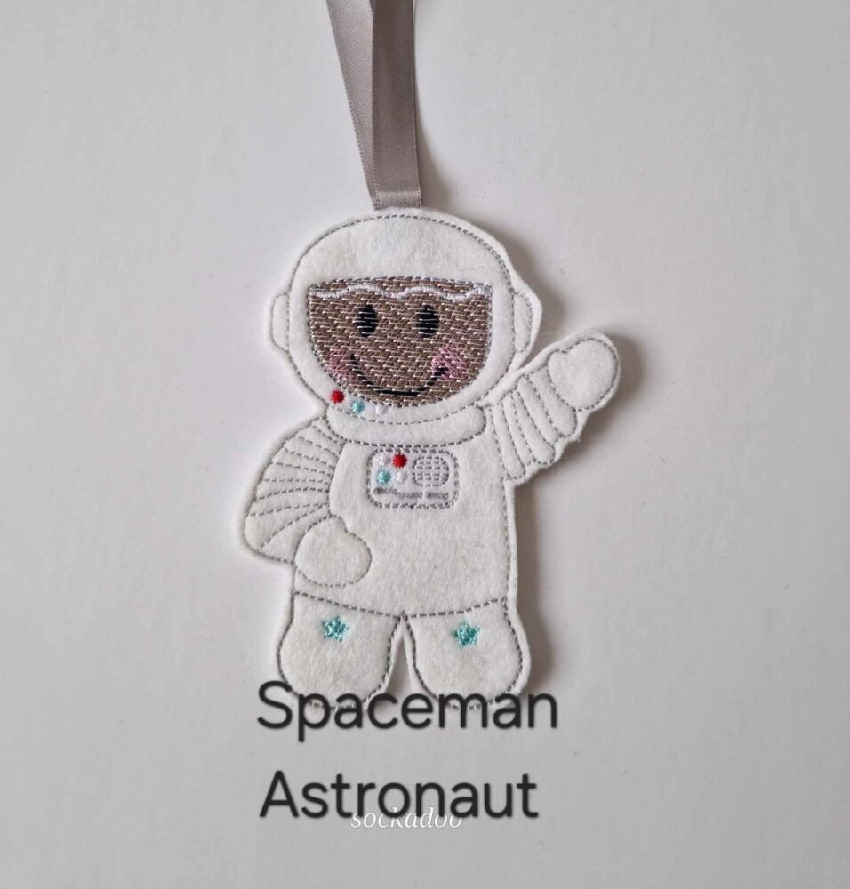 Astronaut, Spaceman Gingerbread Decoration. Available as a Hanging decoration, Keyring/Bag charm Or fridge magnet