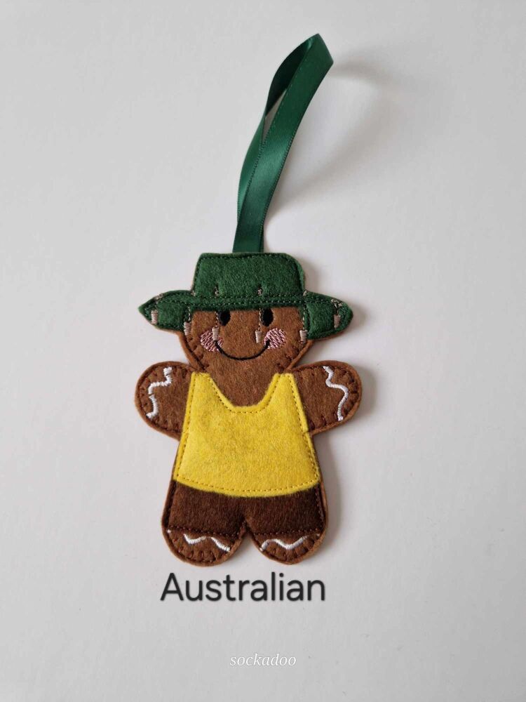 Australian Gingerbread Decoration. Available as a Hanging decoration, Keyring/Bag charm Or fridge magnet