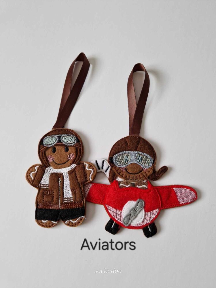 Aviator Gingerbread Decoration. Available as a Hanging decoration, Keyring/Bag charm Or fridge magnet