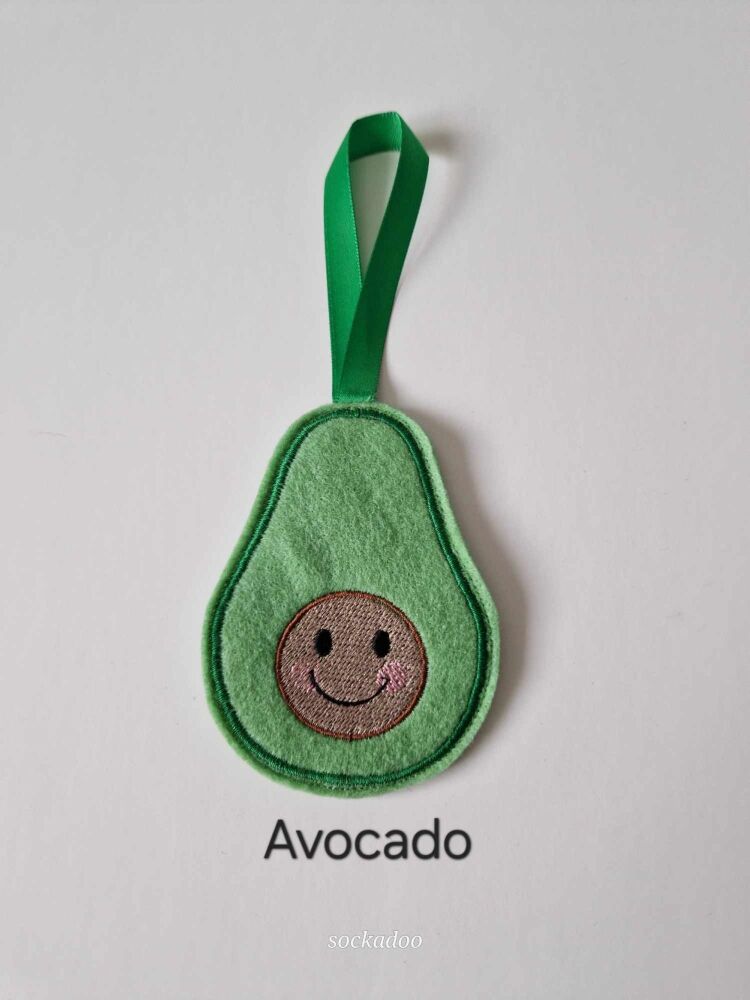Avocado Gingerbread Decoration. Available as a Hanging decoration, Keyring/Bag charm Or fridge magnet