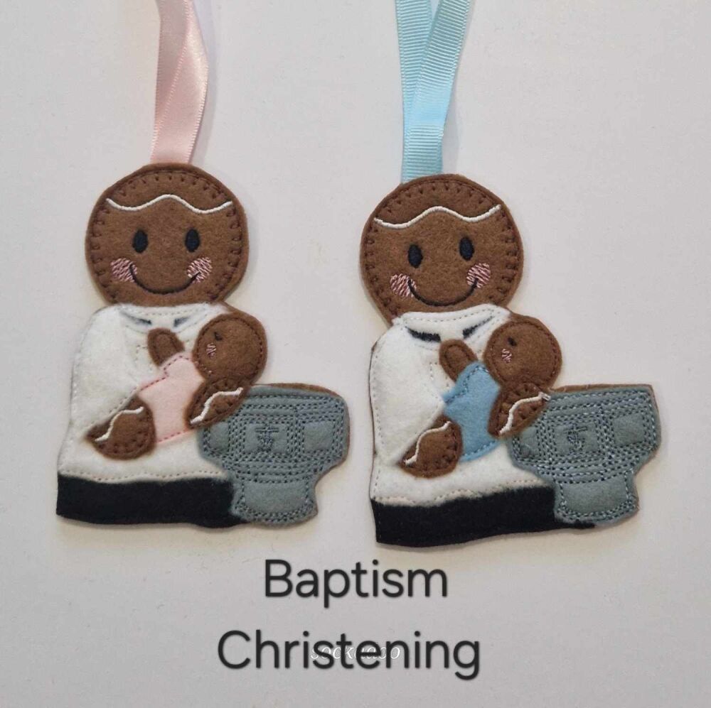 Baptism, Christening Gingerbread Decoration. Available as a Hanging decoration, Keyring/Bag charm Or fridge magnet