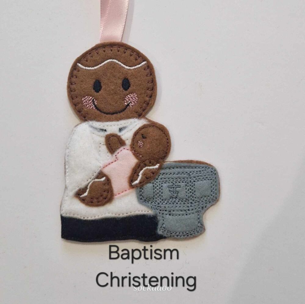 Baptism, Christening Gingerbread Decoration. Available as a Hanging decoration, Keyring/Bag charm Or fridge magnet