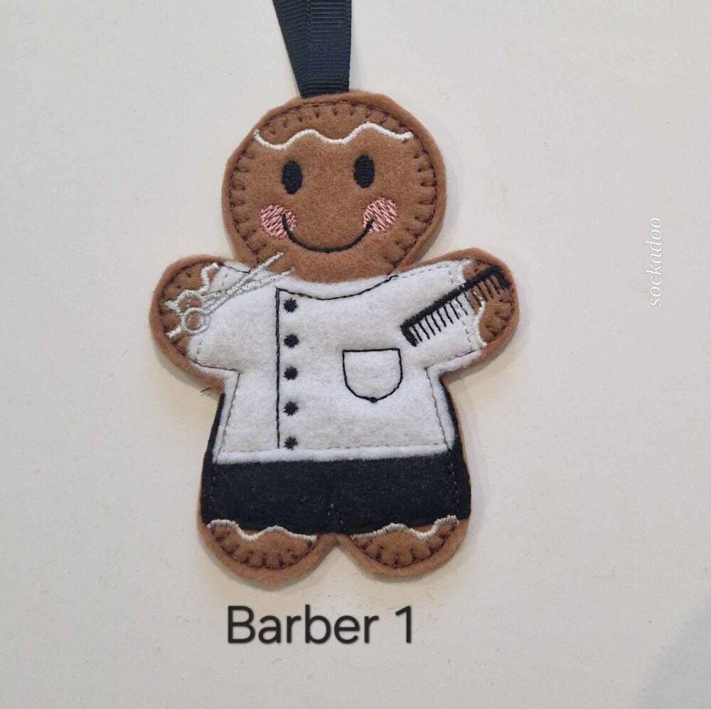 Barber Gingerbread Decoration. Available as a Hanging decoration, Keyring/Bag charm Or fridge magnet