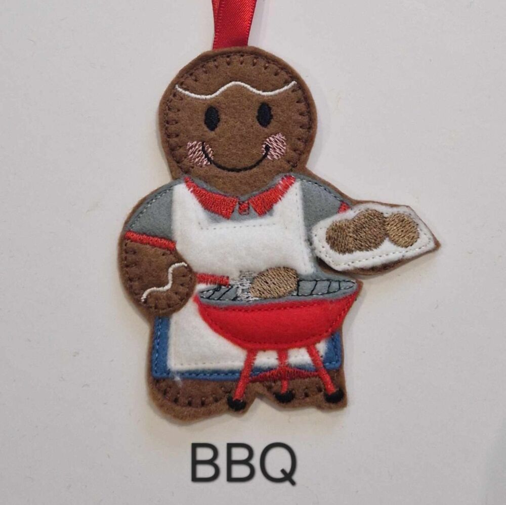 BBQ Gingerbread Decoration. Available as a Hanging decoration, Keyring/Bag charm Or fridge magnet