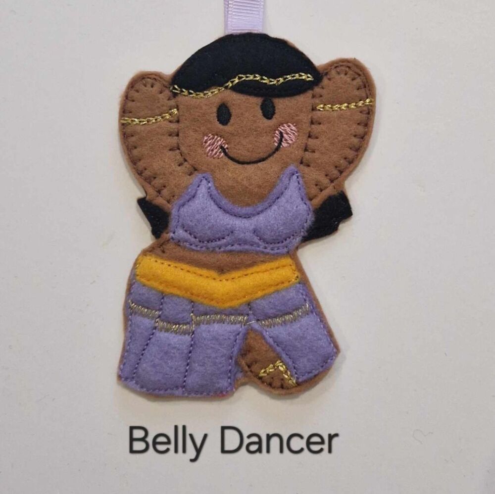 Belly Dancer  Gingerbread Decoration. Available as a Hanging decoration, Keyring/Bag charm Or fridge magnet