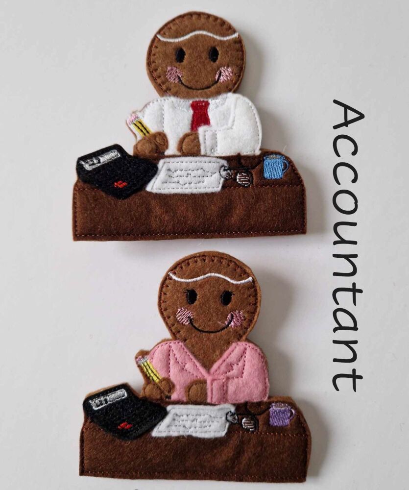 Accountant Gingerbread Decoration. Available as a Hanging decoration, Keyring/Bag charm Or fridge magnet