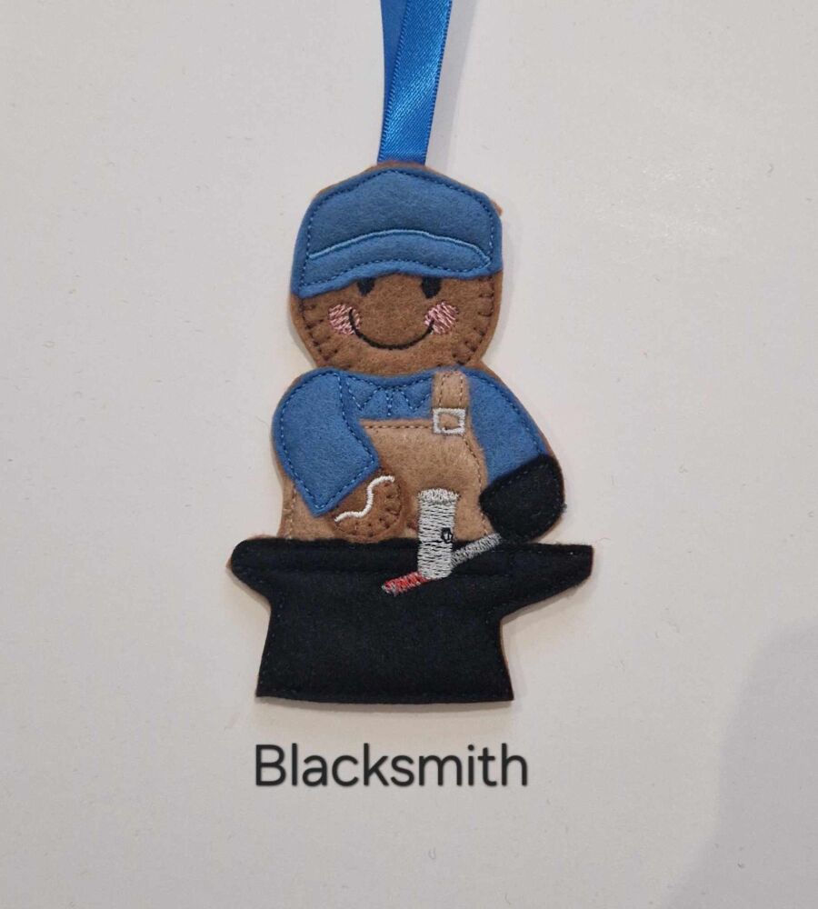 Black Smith, Black Smith Farrier Gingerbread Decoration. Available as a Hanging decoration, Keyring/Bag charm Or fridge magnet