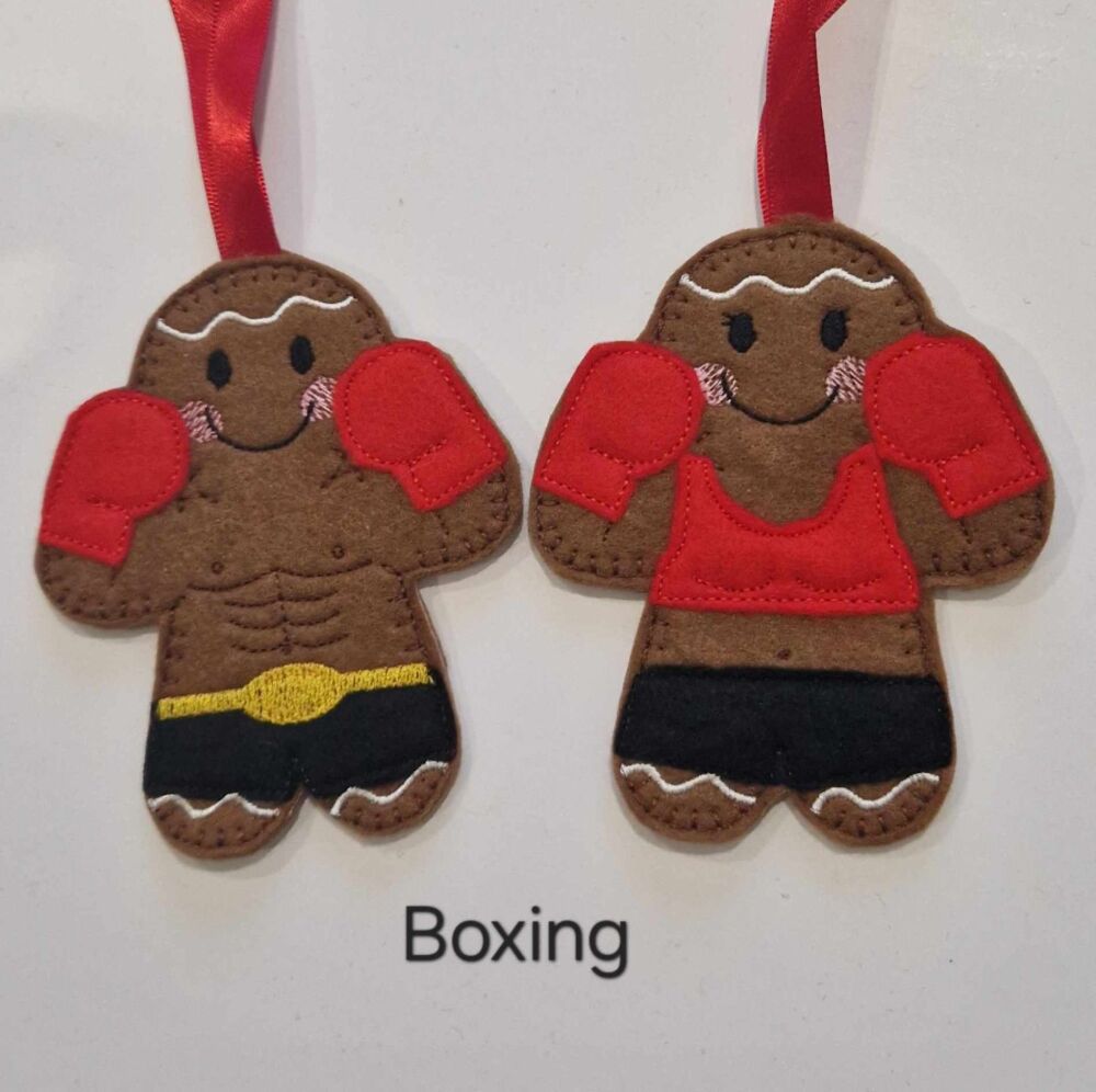 Boxing, Boxer Gingerbread Decoration. Available as a Hanging decoration, Keyring/Bag charm Or fridge magnet