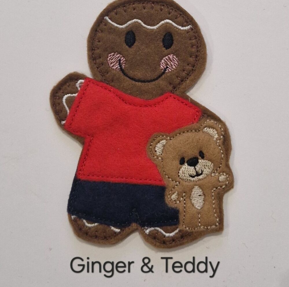 Boy & Teddy Gingerbread Decoration. Available as a Hanging decoration, Keyring/Bag charm Or fridge magnet