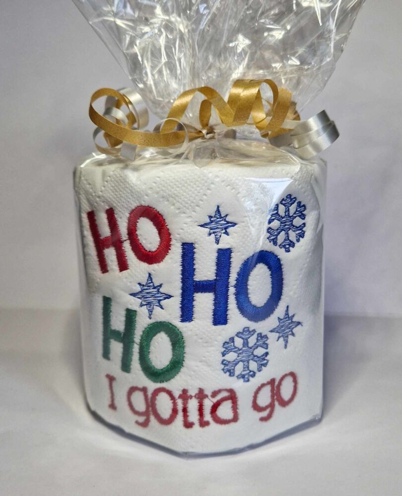 Ho Ho Ho I gotta Go Novelty embroidered Toilet Paper