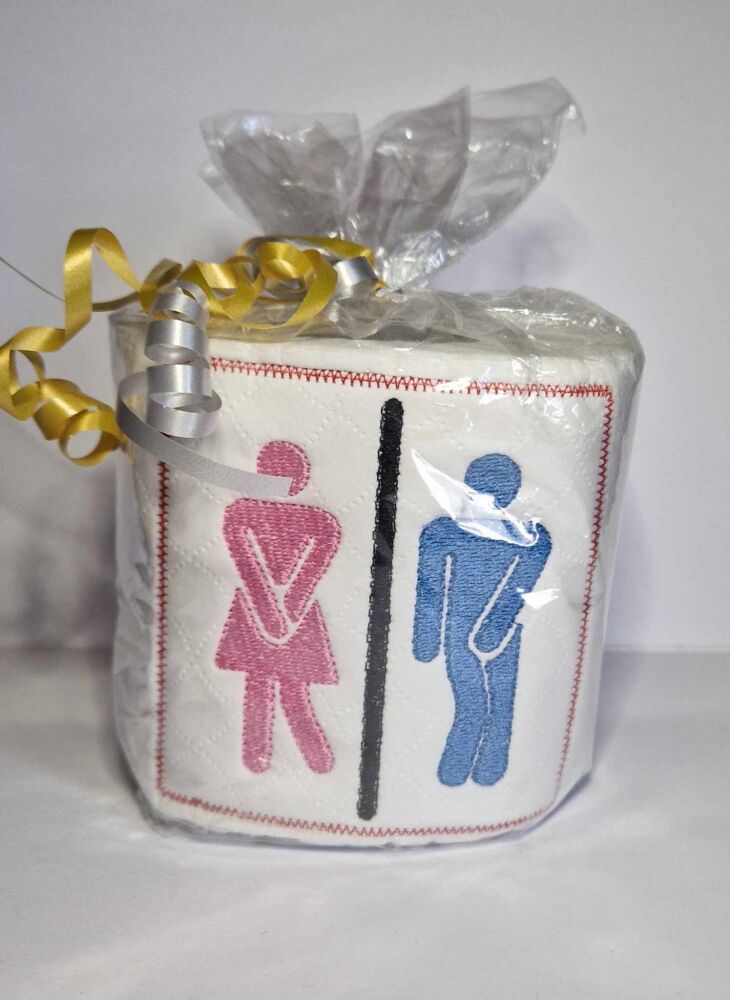 Man & Lady Crossed Leg -  Novelty embroidered Toilet Paper