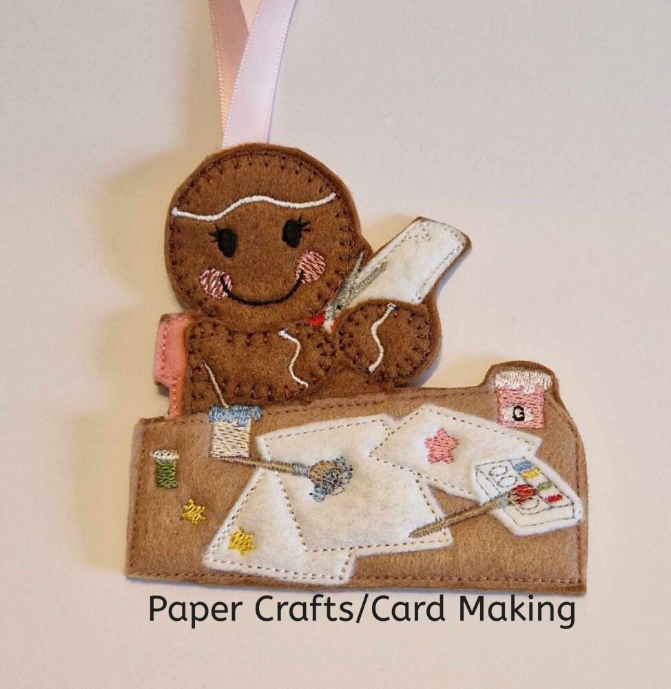 Card Maker / Paper Crafting & Scrapbooking Crafter Gingerbread Felt Hanging Decoration, Christmas Tree Decoration.