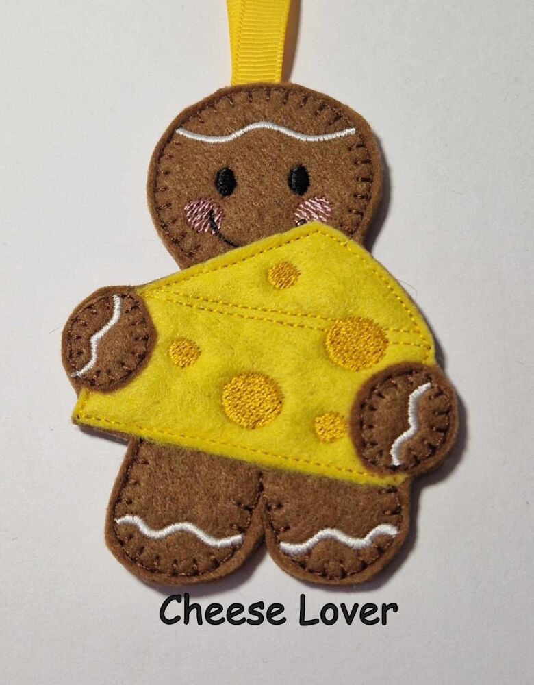 Cheese Gingerbread Felt Hanging Decoration, Christmas Tree Decoration. Available as Keyring & Fridge Magnet too.