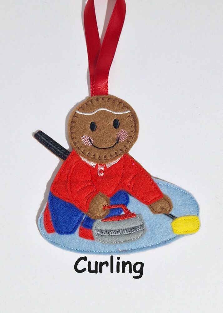 Curling Gingerbread Felt Hanging Decoration, Christmas Tree Decoration. Available as Keyring & Fridge Magnet too.