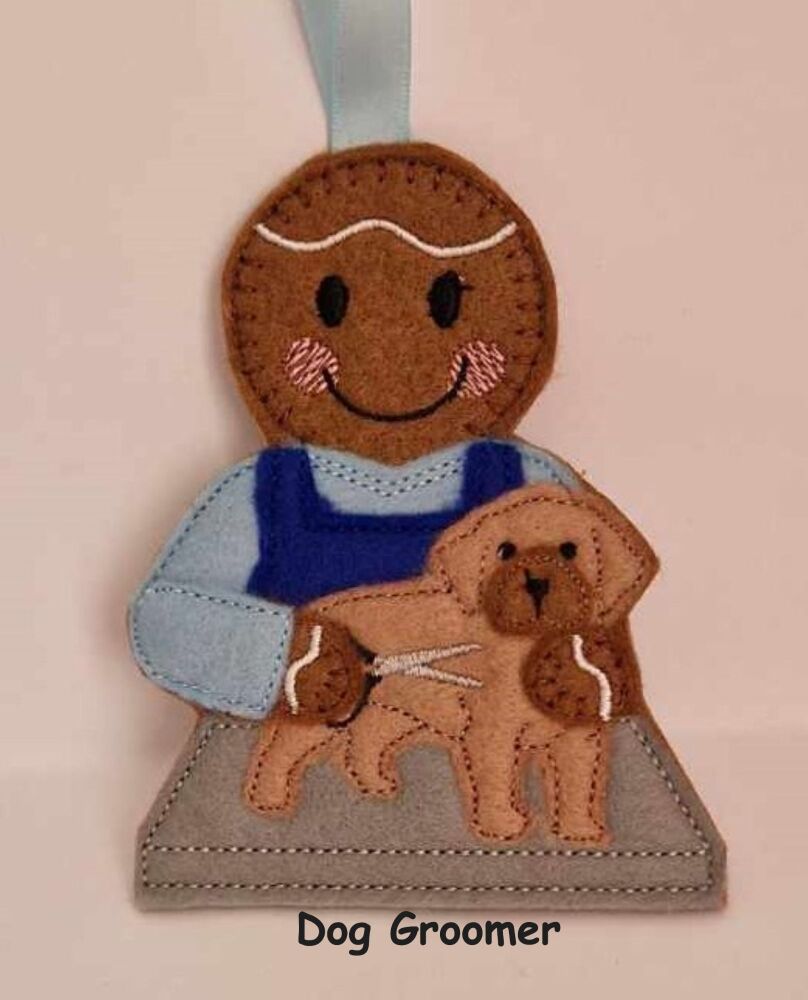Dog Groomer, Dog Grooming Gingerbread Felt Hanging Decoration, Christmas Tree Decoration.