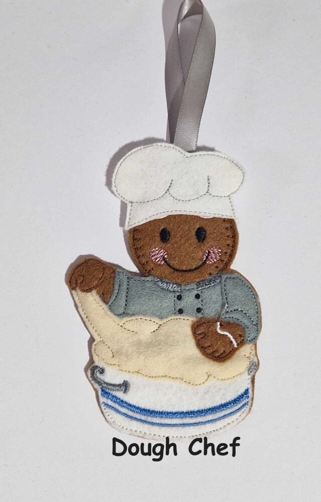 Dough Chef, Baker Gingerbread Felt Hanging Decoration, Christmas Tree Decoration.
