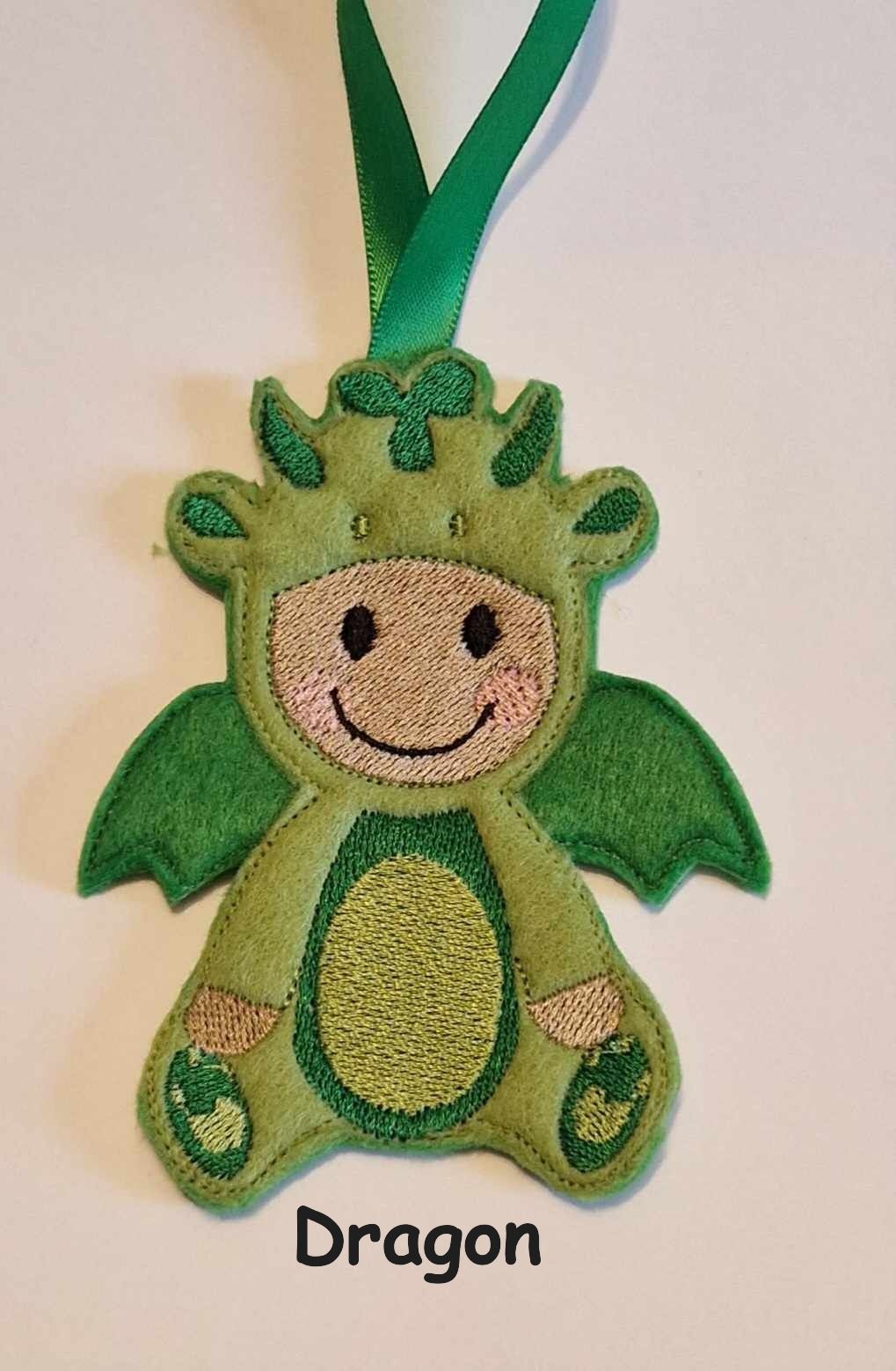 Dragon Gingerbread Felt Hanging Decoration, Christmas Tree Decoration. Avai