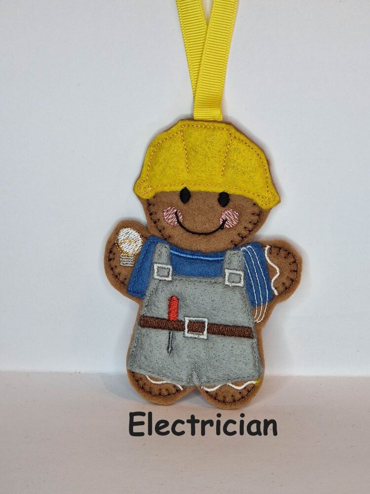 Electrician Sparky Gingerbread decoration, Can be a Keyring / fridge magnet or hanging decoration, Christmas Tree Decoration