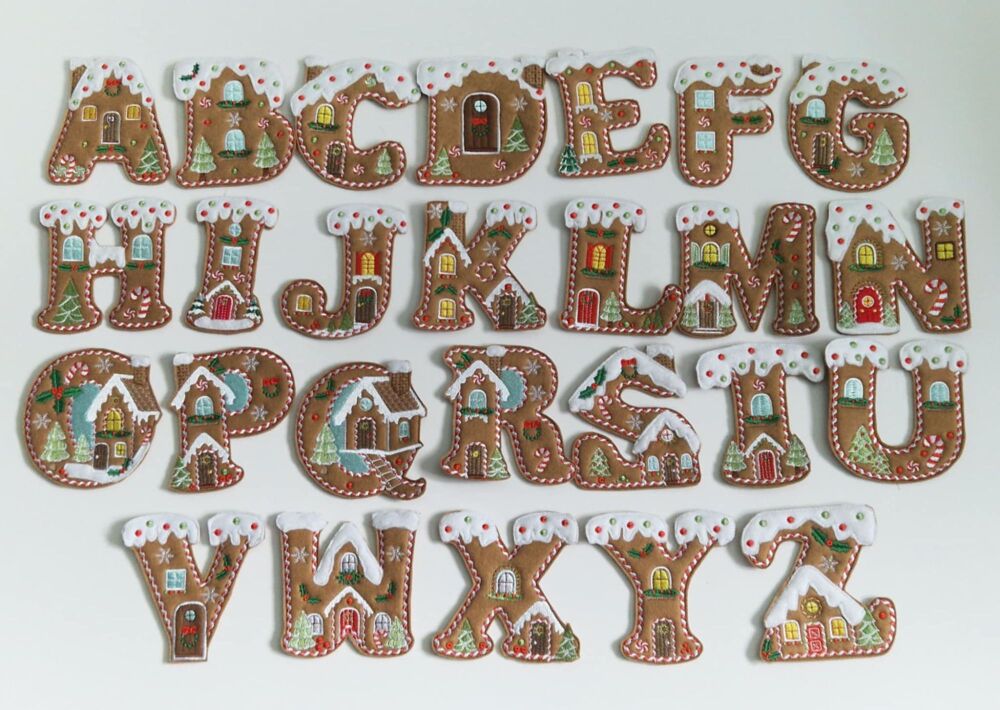 Gingerbread Alphabet Houses Felt Hanging Decorations