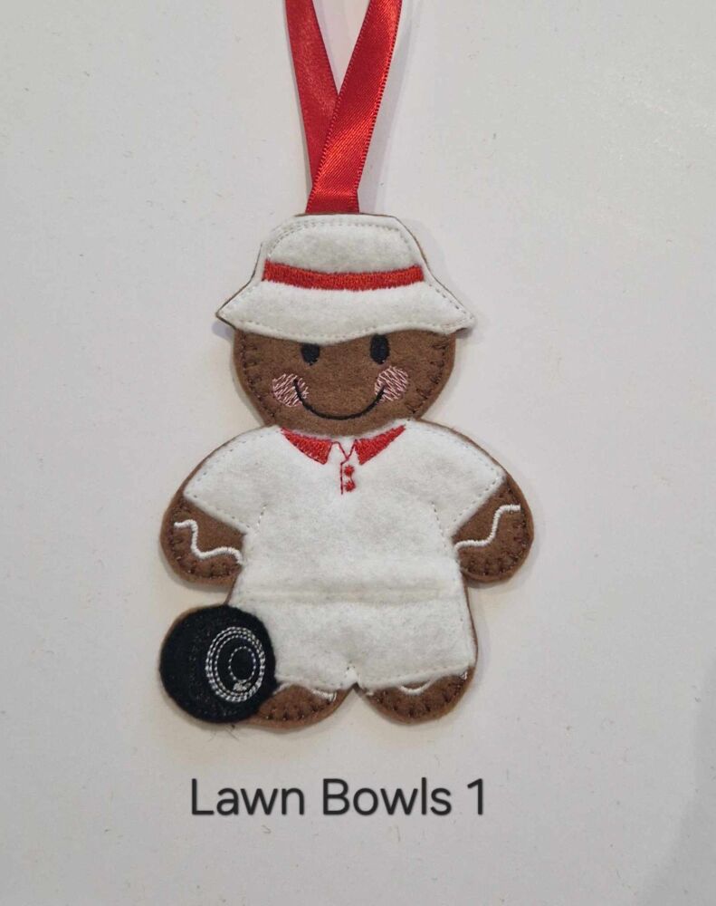 Lawn Bowls Gingerbread Felt Hanging Decoration, Christmas Tree Decoration.